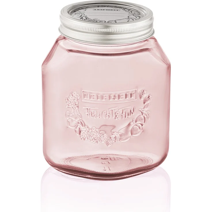 Leifheit Einmachglas 3er Set 1,0 L Tender Rose, Weckglas mit Deckel ideal für Eingemachtes und Selbstgemachtes, dekoratives Vorratsglas, spülmaschinengeeignet, Marmeladenglas, Einkochglas, rund, rosa – Bild 1