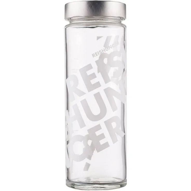 Reishunger Vorratsglas Reishunger Reisglas, Massivglas aus kleiner italienischer Glasfabrik, (Spar-Set, 4-tlg., 4er-Set), Mit Dosierskala für 600g Reis oder andere Nahrungsmittel - Hochwertiges, massives Glas, spülmaschinenfest - Einzeln und als 4er-Pac