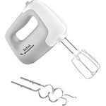 Tefal HT450B Prep'Mix Handmixer | 450 Watt | 5 Geschwindigkeiten | 2 Schneebesen und 2 Knethaken aus Edelstahl | vielseitiger Handmixer | ergonomisches Design | spülmaschinenfestes Zubehör | Weiß-Grau