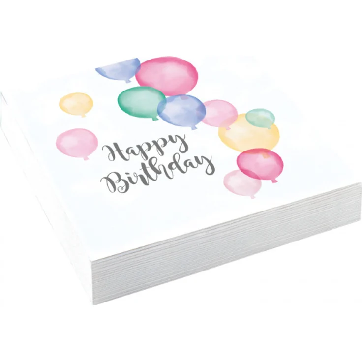 servietten Happy Birthday 16,5 cm Papier Pastell 20 Stück