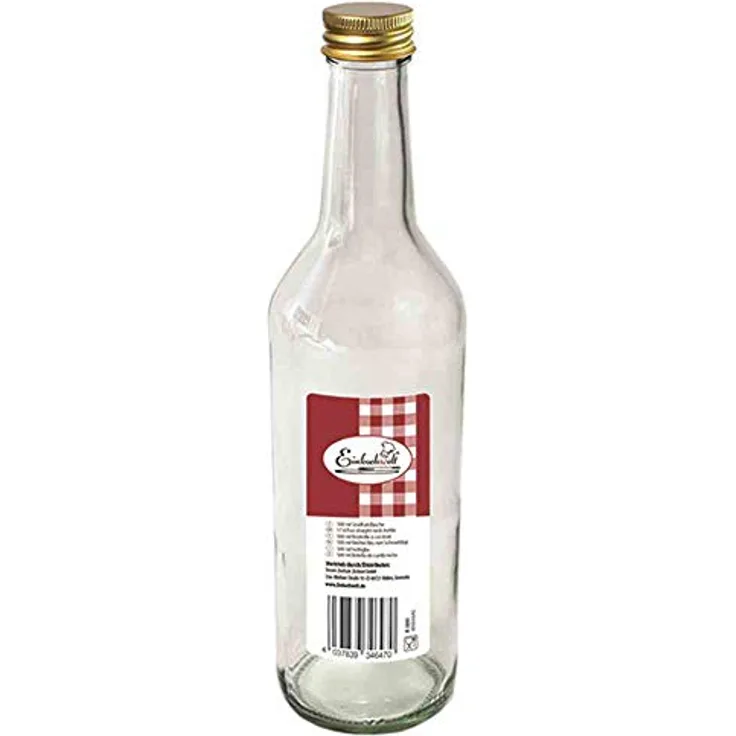 Gradhalsflasche Einkochwelt 500 ml mit goldener Verschraubung