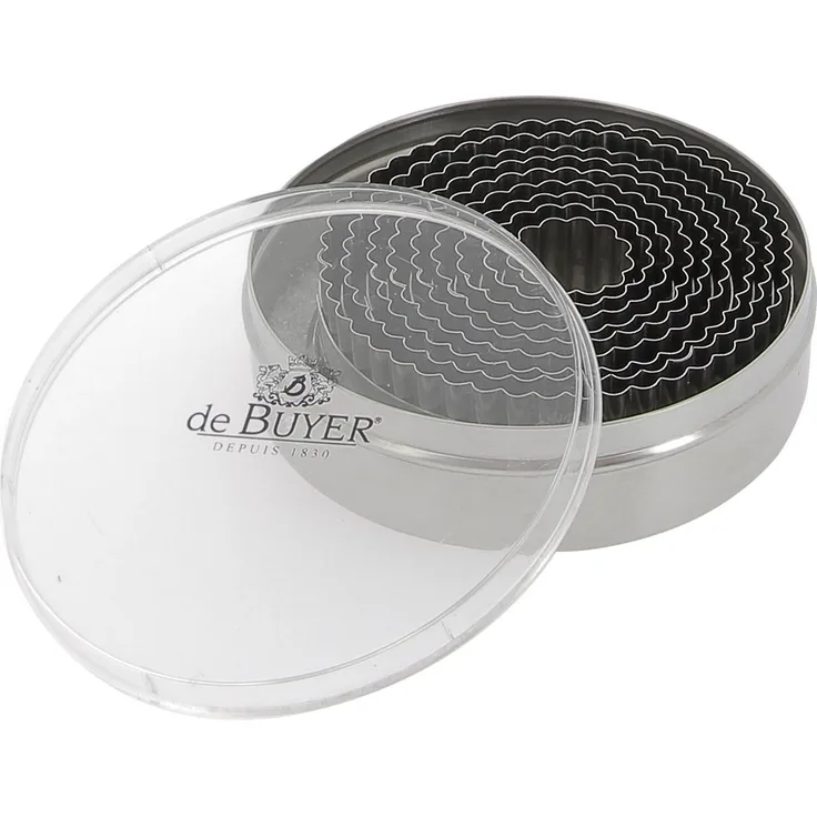 DE BUYER Dosen Mit 9 Runden Ausstechern, Silikon, grau, 13.9 cm