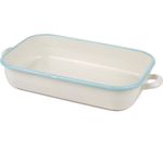 SALTER bw06629cb Emaille beschichtet Bräter, 36 cm, creme/blau, weiß, 47 x 26 x 31,5 cm