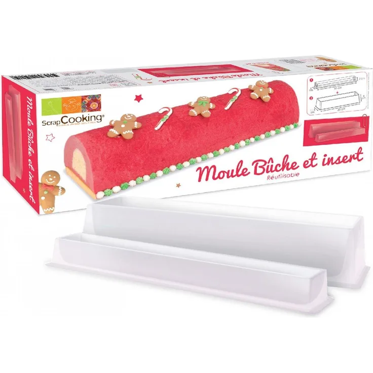 Unbekannt Scrapcooking 1921 Backform für Bûche?-Kuchen, PVC, Weiß, 33,0 x 11,4 x 6,4 cm