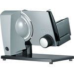 Graef S 11120 Sliced Kitchen Allesschneider, 170W, elektrisch, freitragend, Kunststoff, 15° schräggestellte Arbeitsfläche, Safety-Verschluss, grau