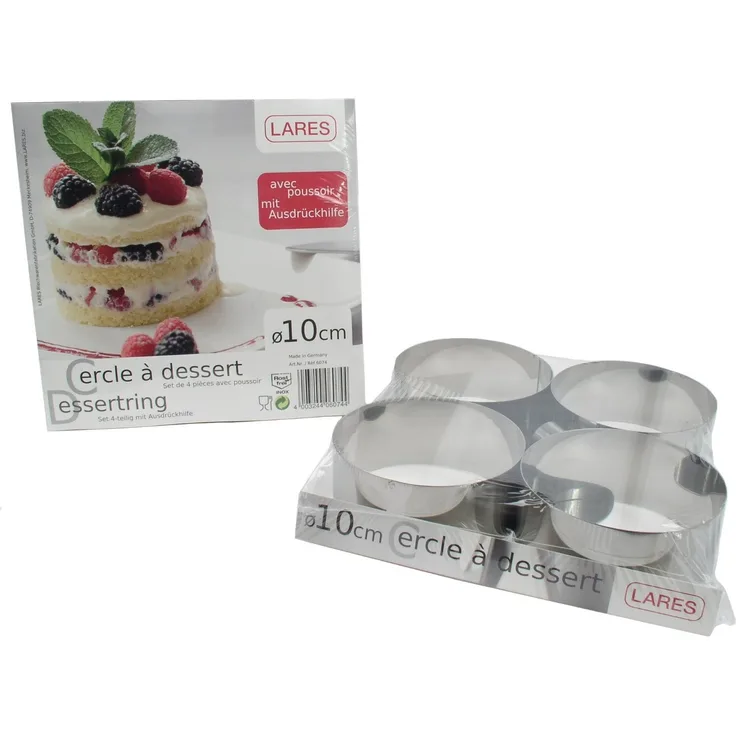Lares Dessert-Ring 4er-Set mit Ausdrückhilfe 10 cm 6074