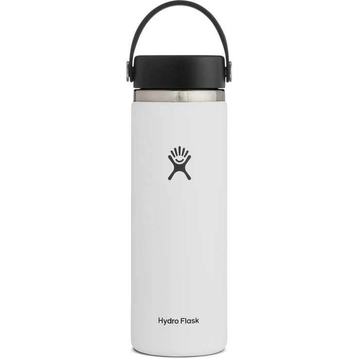Hydro Flask Trinkflasche, Edelstahl und vakuumisoliert, große Öffnung mit auslaufsicherer Flex Cap, White, 591ml (20 oz) – Bild 1