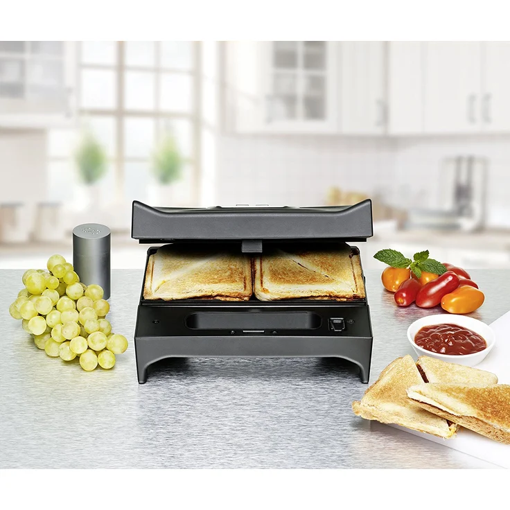 ROMMELSBACHER SWG 700 3-in-1 Multi Toast & Grill Max Sandwich-Maker, belgisches Waffeleisen, Kontaktgrill, 3 wechselbare Alu-Druckguss-Platten, 2-Lagen Antihaftbeschichtung schwarz-Edelstahl – Bild 5