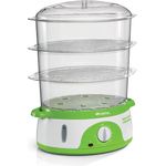 Ariete 911 Healty Steam Elektrischer Dampfgarer mit Timer 60', 3 Körben, Wasserstandsanzeige, Behälter, platzsparend, 800 W, 9 l, Weiß-Grün