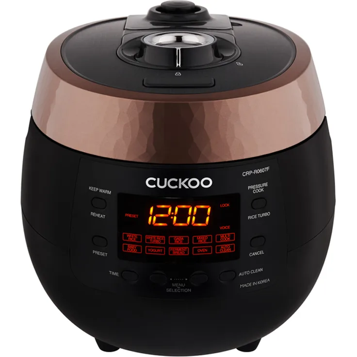 CUCKOO CRP-R0607F Premium Dampfdruck Reiskocher Schnellkochtopf & Schongarer mit programmierbaren Kochfunktionen