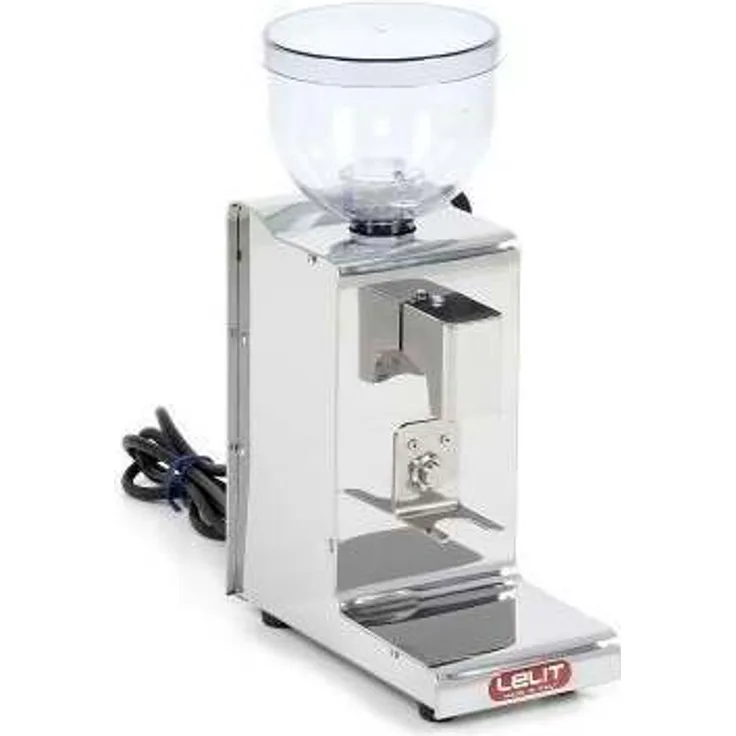 Lelit Fred PL044MMT Kaffeemühle mit automatischer Dosierung für 1 2 Tassen-Edelstahl-Gehäuse-Mikro-regulierung des Mahlens, Stainless Steel, silber