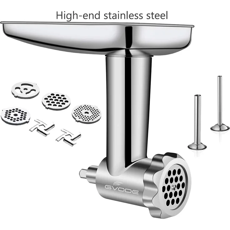 Food Grinder Attachment für KitchenAid Stand Mixer inkl. Wurstfüllmaschine, alle Edelstahl, Spülmaschinenfest, robust Mixer Zubehör wie Fleisch Prozessor