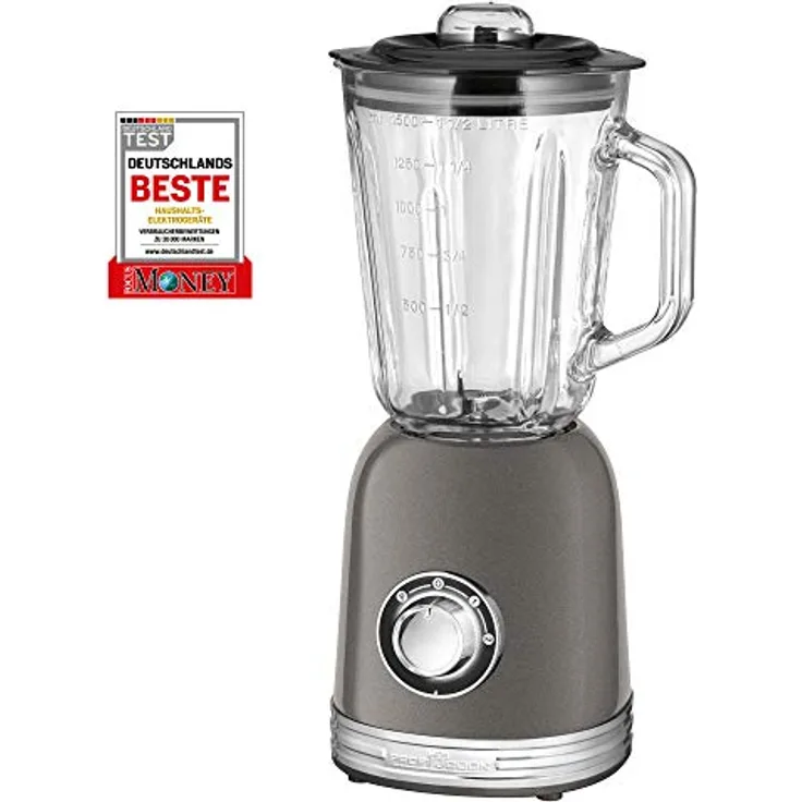 ProfiCook PC-UM 1195 Universalmixer, leistungsstarker 800 Watt Longlife-Profi-Motor, Ice Crush- und Turbofunktion, Abnehmbarer massiver Glas-Mixbehälter mit Skala (1,5 Liter), anthrazit