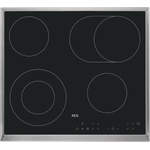 AEG HK634060XB Glaskeramikkochfeld, Einbaugerät, Autark ja, Betriebsart elektrisch, Touch-Control, Anzahl Kochstellen 4, Breite 57,6 cm, Edelstahlrahmen, schwarz
