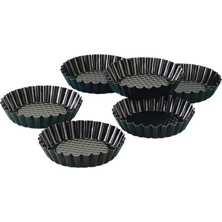 Zenker 6531 Tortelettförmchen 6 Stück, Ø10cm, black metallic