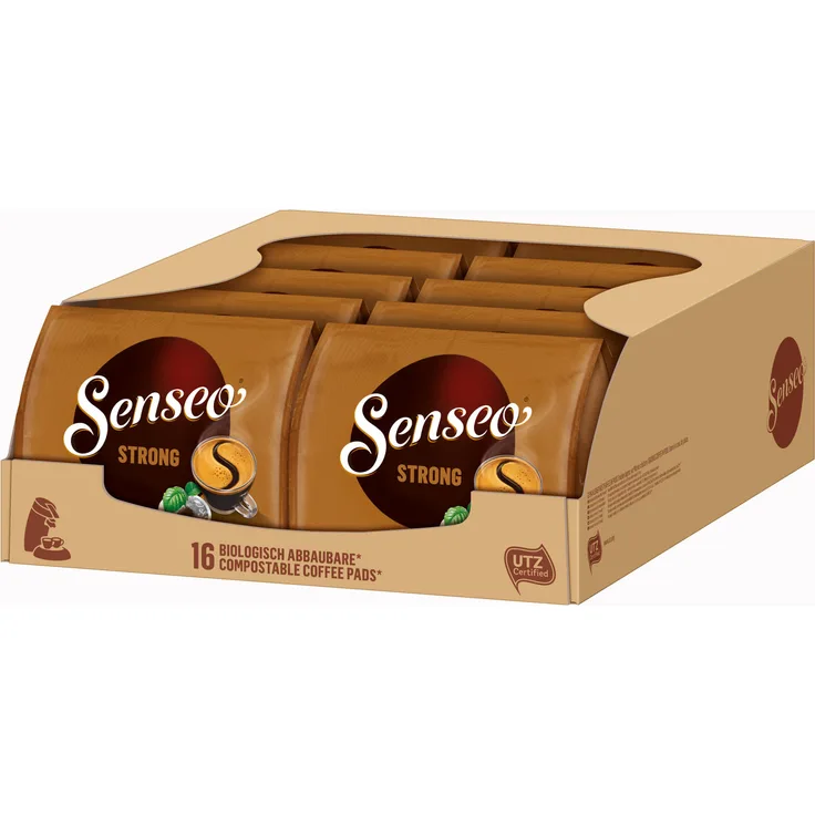Senseo Kaffeepads Kräftig / Strong, Intensiver und Vollmundiger Geschmack, Kaffee, neues Design, 10er Pack, 10 x 16 Pads