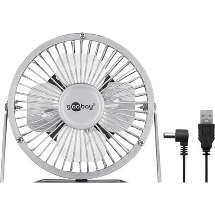 Goobay 77503 4 Zoll USB Ventilator für den Schreibtisch sorgt für frischen Wind am Schreibtisch, silber