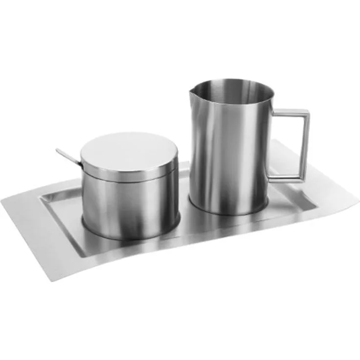 Esmeyer Zucker- & Milchset Wave 5-TLG, Edelstahl, Silber, 26.3 x 15 x 7.6 cm
