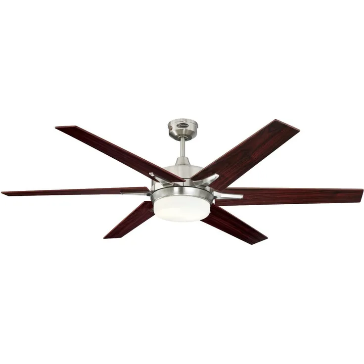 Westinghouse Lighting Westinghouse Cayuga 7207740 Deckenventilator, A++ to E, Metall, E27, gebürstetes nickel, 152 x 152 x 43 cm