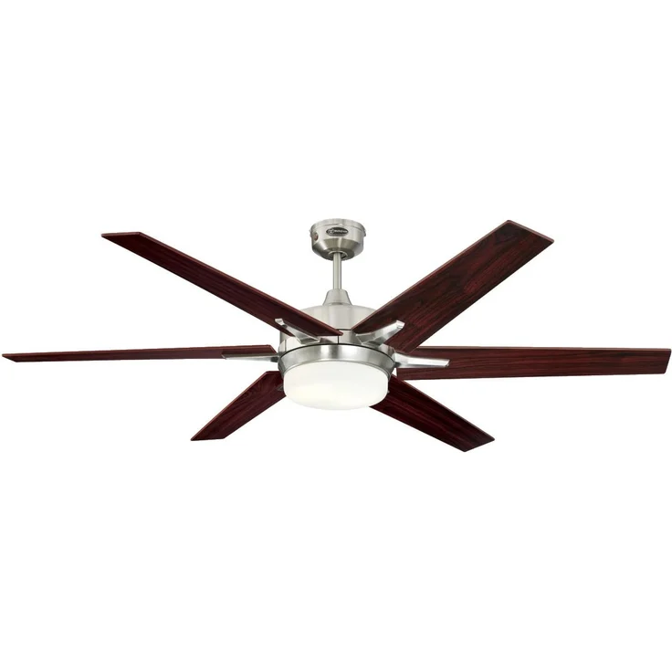 Westinghouse Lighting Westinghouse Cayuga 7207740 Deckenventilator, A++ to E, Metall, E27, gebürstetes nickel, 152 x 152 x 43 cm