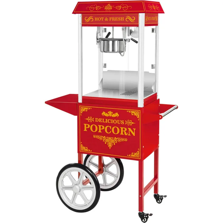 Royal Catering RCPW 16.3 Popcornmaschine, Popcornmaker mit Wagen, 1600 W