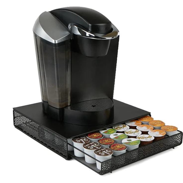 Mind Reader MTRAY-BLK Aufbewahrungsbox für Kaffeekapsel, Metallnetz, Schwarz Square 36, Kapazität 36 Capacity schwarz