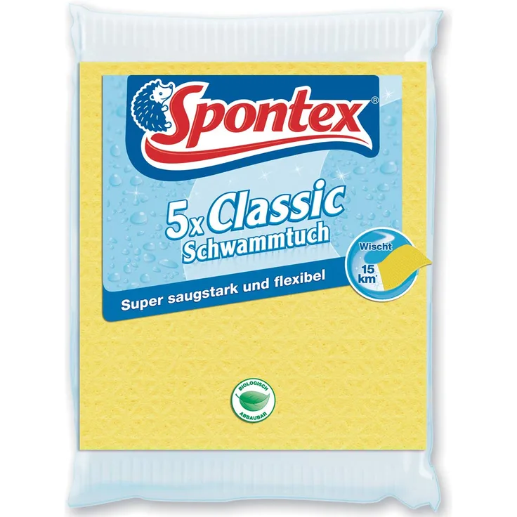 Spontex Classic Schwammtuch, 5er Pack - Saugstark und reißfest - (3x5 Stk.)
