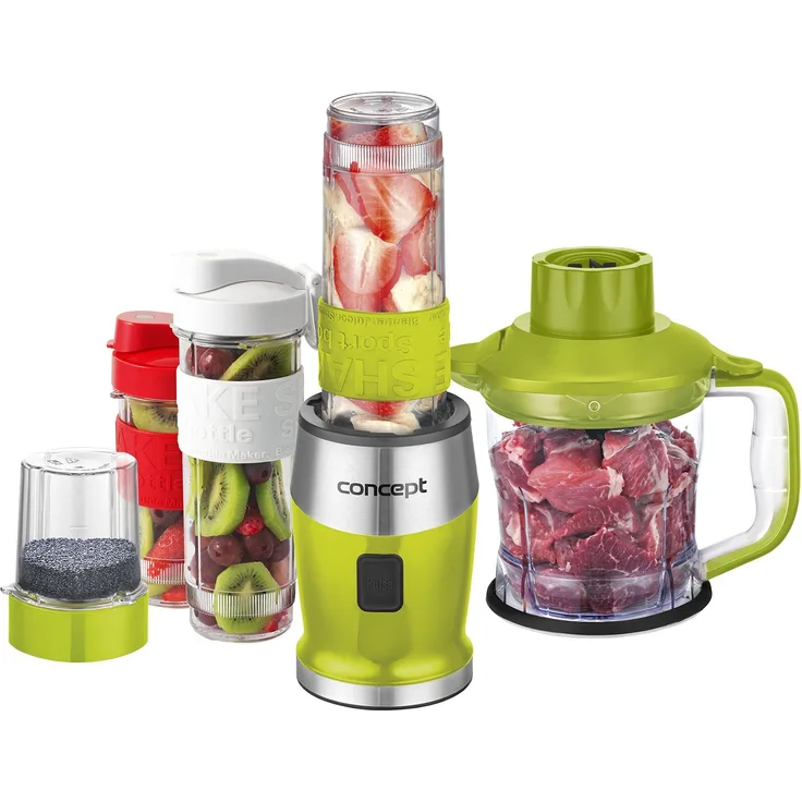 CONPT Hausgeräte SM3393 Smoothie Mixer Fresh and Nutri, 1200 ml Zerkleinerer, Mühle, 3 Tritan-Trinkflaschen, 700 W, grün