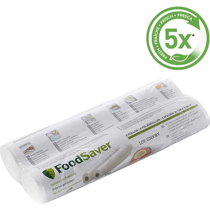 Foodsaver FSR2802-I Vakuum-Rollen 2 Stück 28x550 cm - Folienrollen für Lebensmittel - Vakuumierer - Sous-Vide