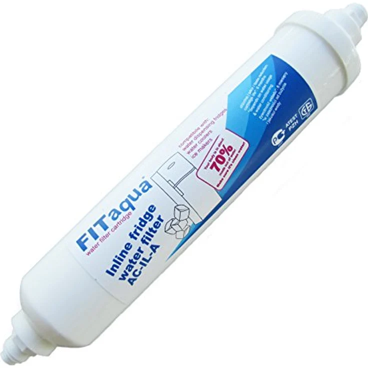 Fit aqua AC-IL-A Original In-line Aktivkohle Carbon Patrone für Kühlschrank Samsung, LG, AEG, Siemens, GE, Daewoo, Haier usw. externer Filter by Side mit QC-Anschlüsse, Made in EU – Bild 1