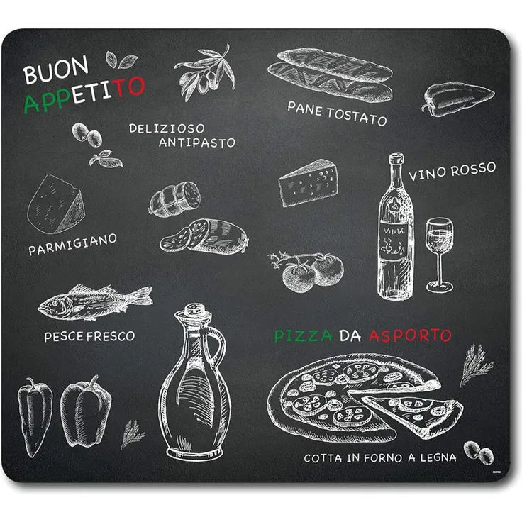 Kesper Multi-Glasschneideplatte, 36588 13, Motiv: Ristorante, Maße: 56 x 50 x 1,4 cm, Glas