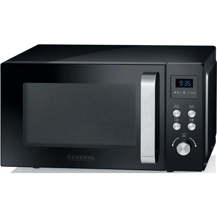 Severin MW 7752 3-in-1 Mikrowelle mit Grill- und Heißluftfunktion, Standgerät, 900 Watt, Inkl. Drehteller, Durchmesser 27 cm und Grillrost schwarz – Bild 2