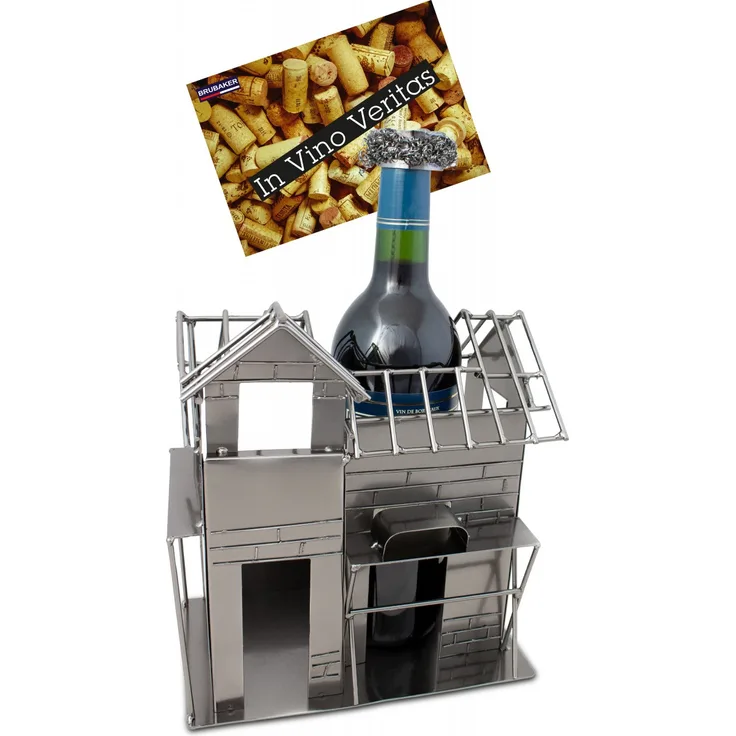 BRUBAKER Flaschenhalter Richtfest - Flaschenständer für Wein aus Metal mit mi
