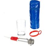 ROMMELSBACHER Reisetauchsieder RTG 351 - wärmeisolierter Griff, Überhitzungsschutz, mit Hartglasbecher (200 ml) und Etui, 350 Watt, Edelstahl
