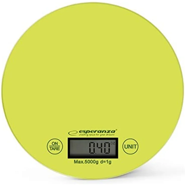 Esperanza Mango EKS003G Küchenwaage, 5g Tragkraft, Tara-Funktion, LCD-Display, grün