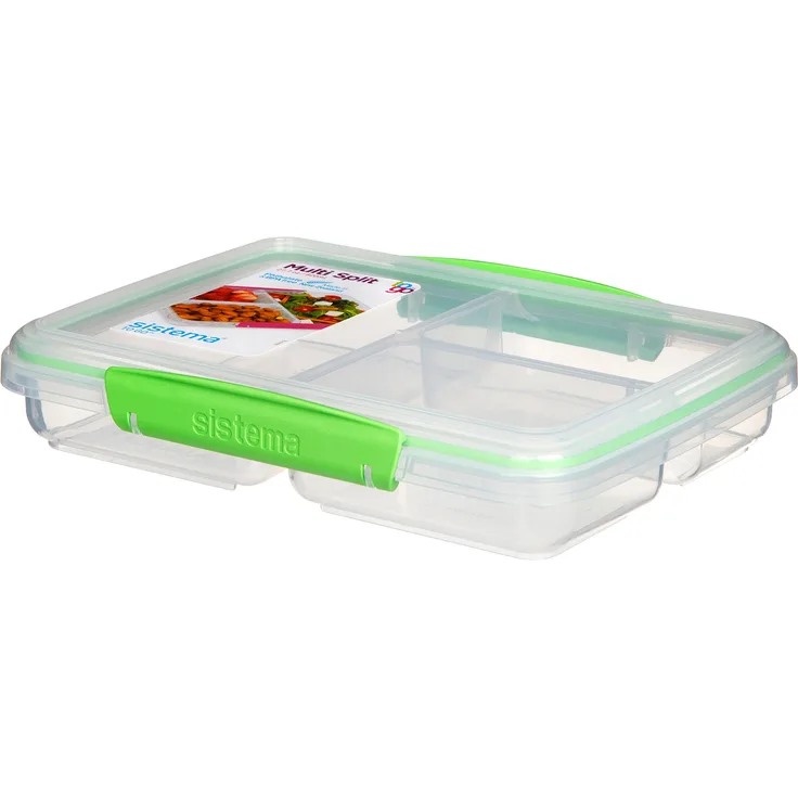 Sistema To Go Multi Split Frischhaltedose, transparent, mit farbigen Clips, 820 ml