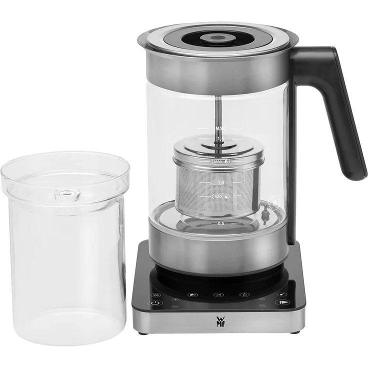 WMF Lumero 3in1 Glas-Wasserkocher 1,6 l, 360° Grad Ausgießfunktion, Teekocher, Babynahrung-Erwärmer, Multierhitzer, Joghurtbereiter, Temperatureinstellung, edelstahl matt