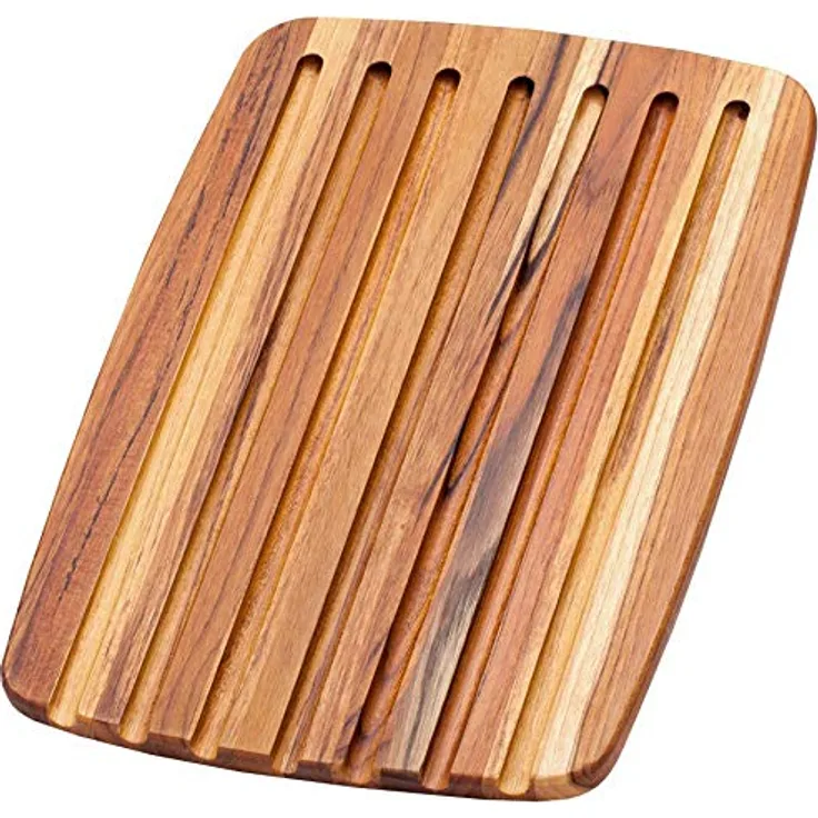 Teak Haus Brotschneidebrett, Holz, Mehrfarbig, 40,6 x 27,9 x 1,4 cm
