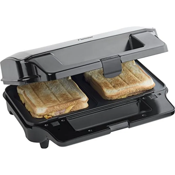 Bestron Antihaftbeschichteter 3-in-1 Sandwich-Kontaktgrill, 900 W, Schwarz