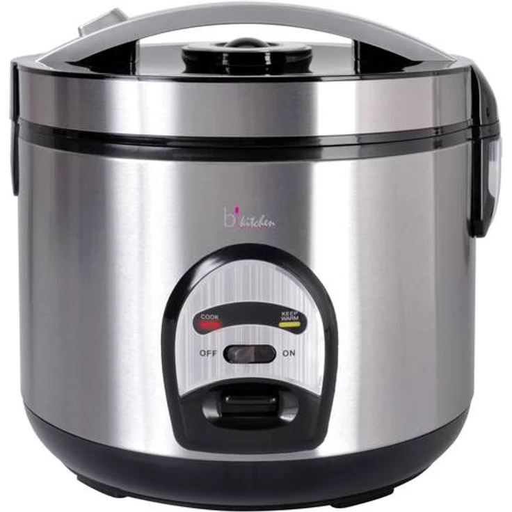 bkitchen Cook 200 Edelstahl Reiskocher mit Dunst- und Warmhaltefunktion, 4 L Volumen, 700 Watt, silber – Bild 1