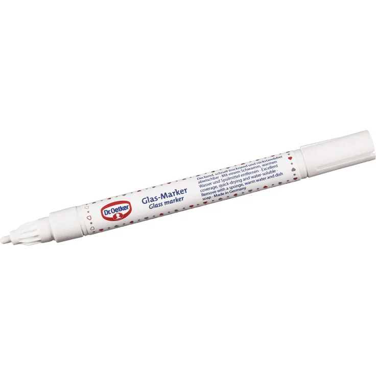 Dr. Oetker Glasmarker, Kunststoff, weiß-rot, 13 x 1,2 x 1,2 cm