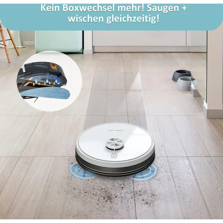 Tesvor S6 Turbo Saugroboter mit Wischfunktion, 150 min Akkuebtrieb, 4.000 Pa Saugleistung, weiß - Preisvergleich – Bild 4