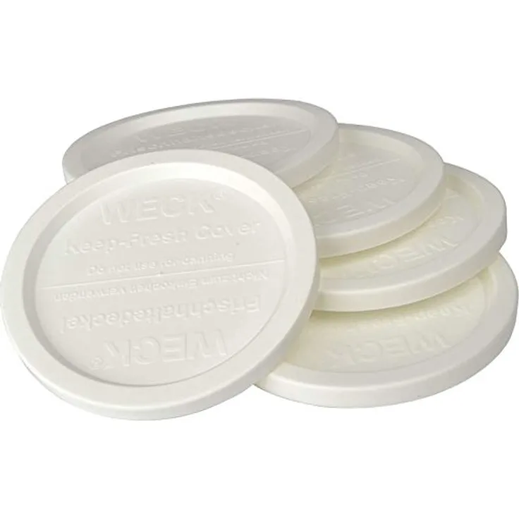Groß Weck Jar 5 Pack Keep Fresh Kunststoff Deckel, 5 Stück Large = 10,2 cm 100 mm passt Modelle 738, 739, 740, 741, 742, 743, 744, 745, 748, 974