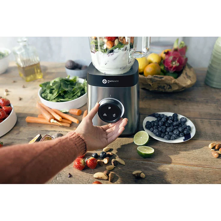 Philips HR3655-00 Standmixer (1400 Watt, ProBlend 6 3D Technologie, 2 Liter Glasbehälter, 2x Trinkbecher, Spülmaschinenfest) edelstahl  – Bild 6