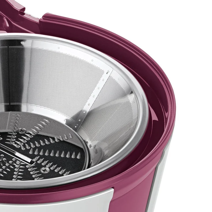 Bosch MES25C0 Entsafter VitaJuice 2 700 W, XL-Einfüllschacht, Edelstahl-Microfilter-Sieb, Ausgießer mit DripStop, weiß - cherry cassis – Bild 5