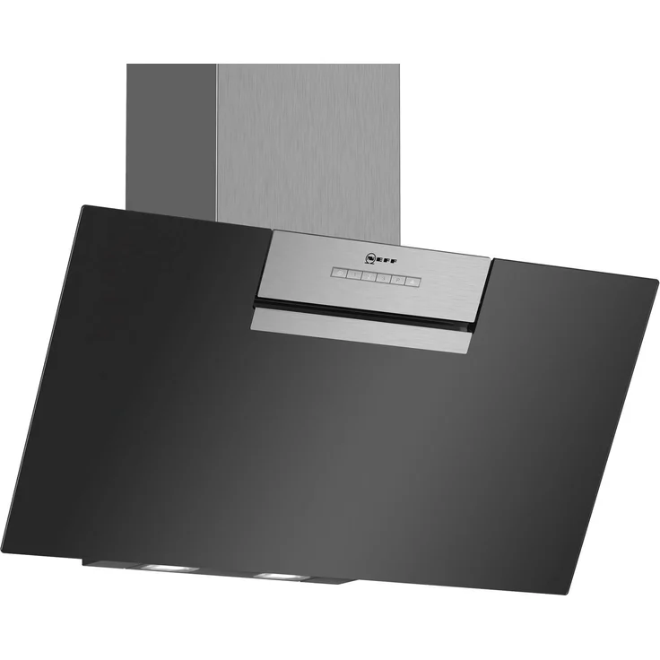 Neff N 30 D85IEE1S0, Motorhaube, Kamin abgewinkelt, Breite: 80 cm, Tiefe: 43.4 cm, Absaugung und Rückführung (mit zusätzlichem Rückführungsset), Schwarz – Bild 1