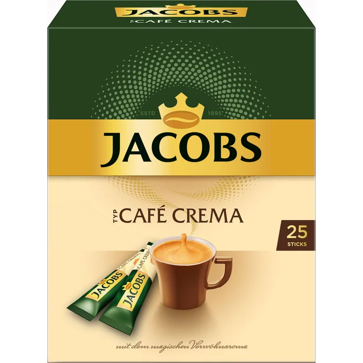 Jacobs Typ Café Crema, löslicher Kaffee, Instantkaffee, Instant, 25 Portionen