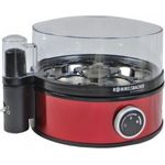 ROMMELSBACHER Eierkocher ER 405-R - für 1-7 Eier, einstellbarer Härtegrad, elektronische Kochzeitüberwachung, Ein-Ausschalter, Signalton am Kochzeitende, Edelstahlgehäuse, 400 Watt, metallic-rot