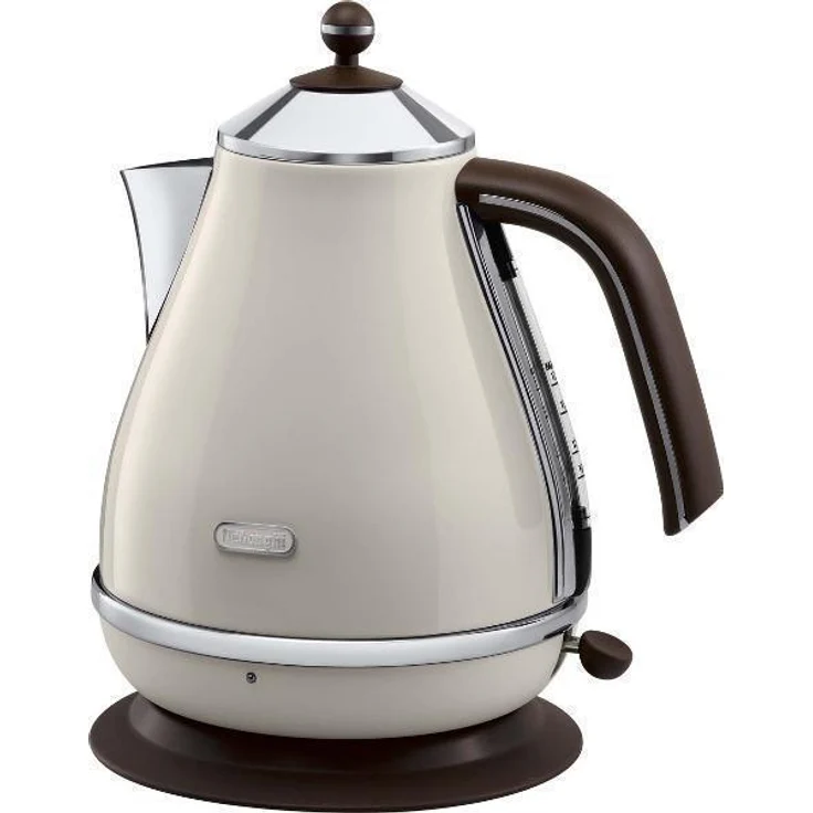 De'Longhi Wasserkocher Icona Vintage KBOV2001.BG - 1,7 l mit Wasserstandsanzeige und 360° Basis, Edelstahl in elegantem Retro Look mit Chrom-Details, beige – Bild 5