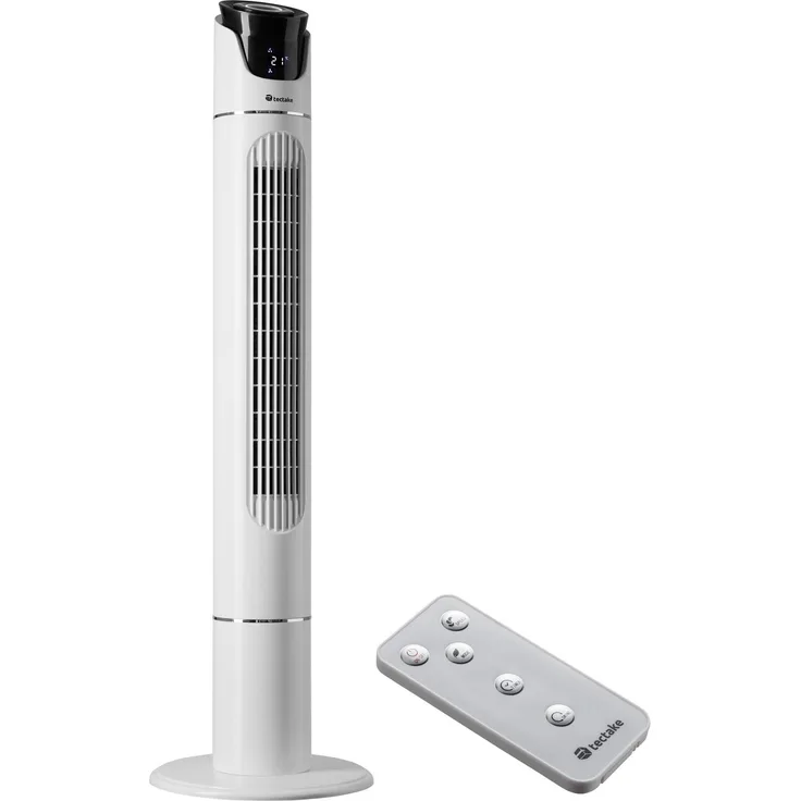 Tectake Turmventilator 110 cm mit Fernbedienung, weiß